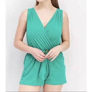 BB Dakota By Steve Madden Women’s Romper Size M Valleri Sleeveless Green V Neck